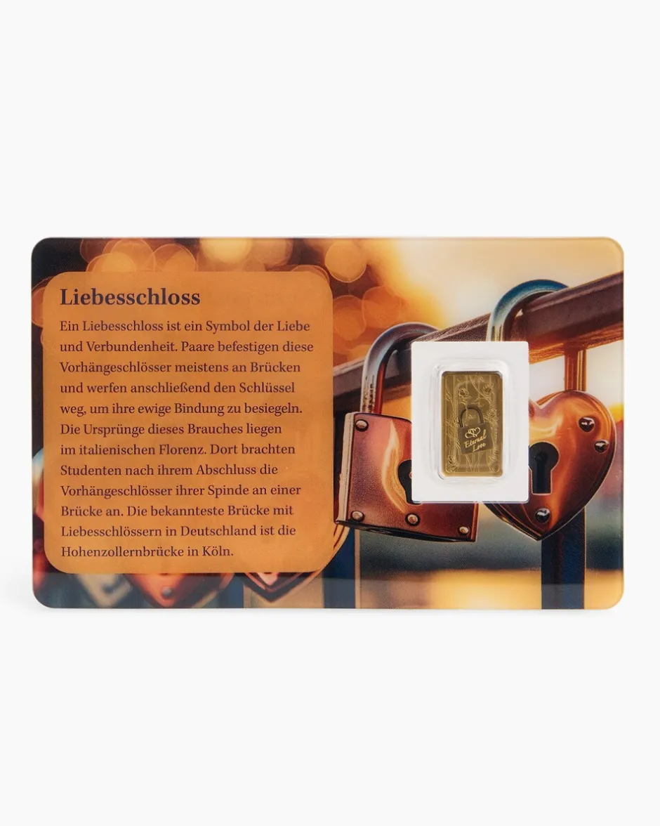Outlet 1/100 Goldbarren Liebesschloss 2025 Münzen
