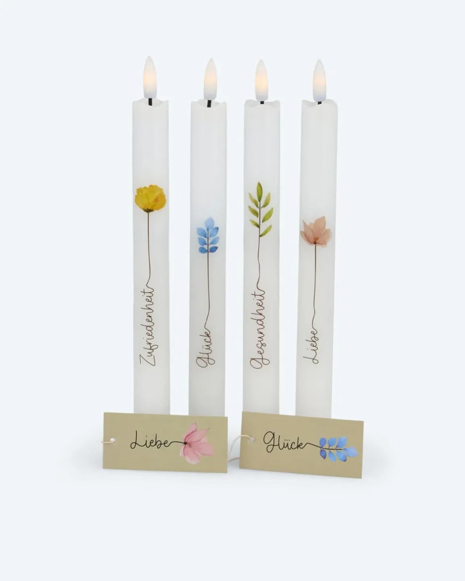 Hot 4 LED-Stabkerzen mit Spruch in Geschenkbox Dekoration