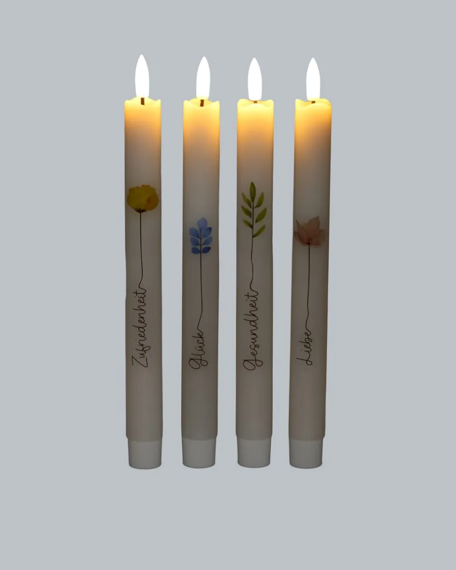 Hot 4 LED-Stabkerzen mit Spruch in Geschenkbox Dekoration