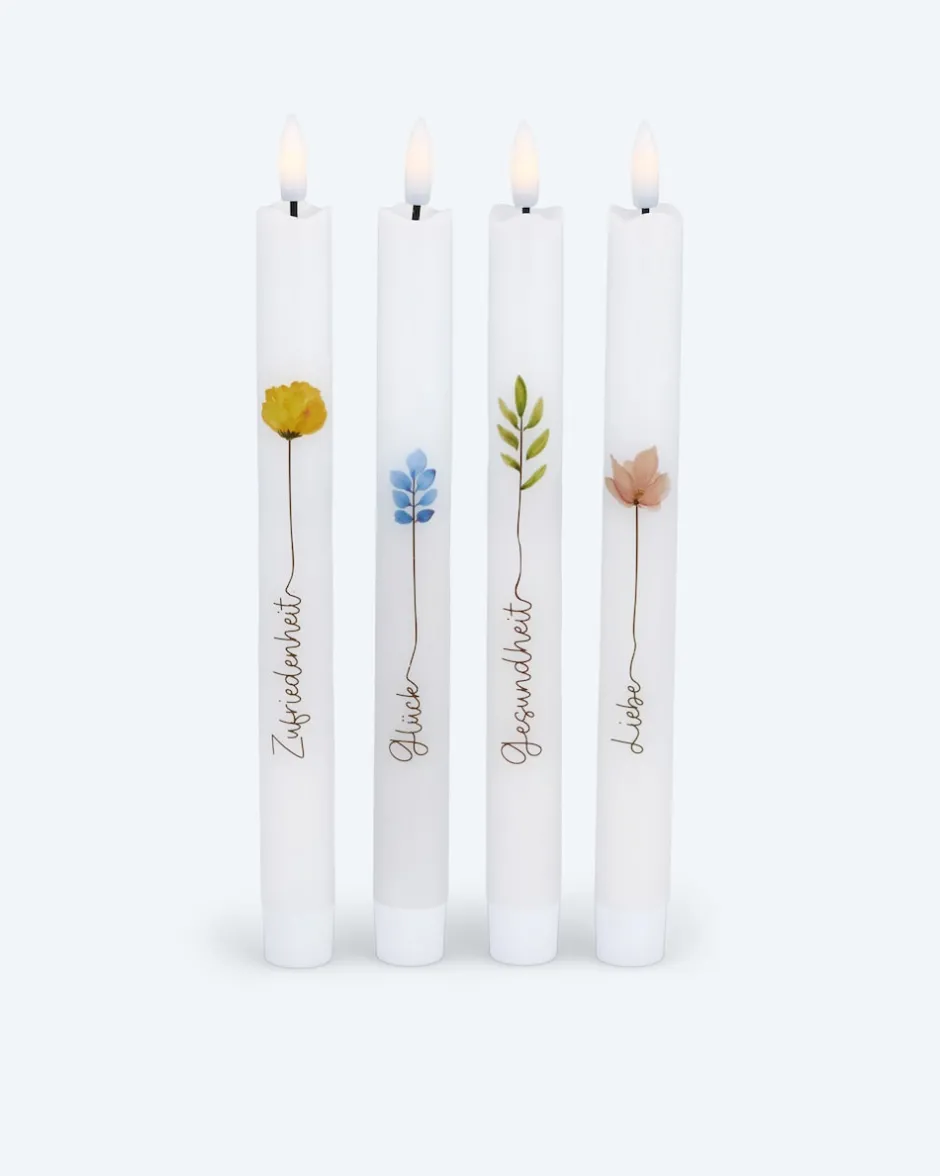 Hot 4 LED-Stabkerzen mit Spruch in Geschenkbox Dekoration