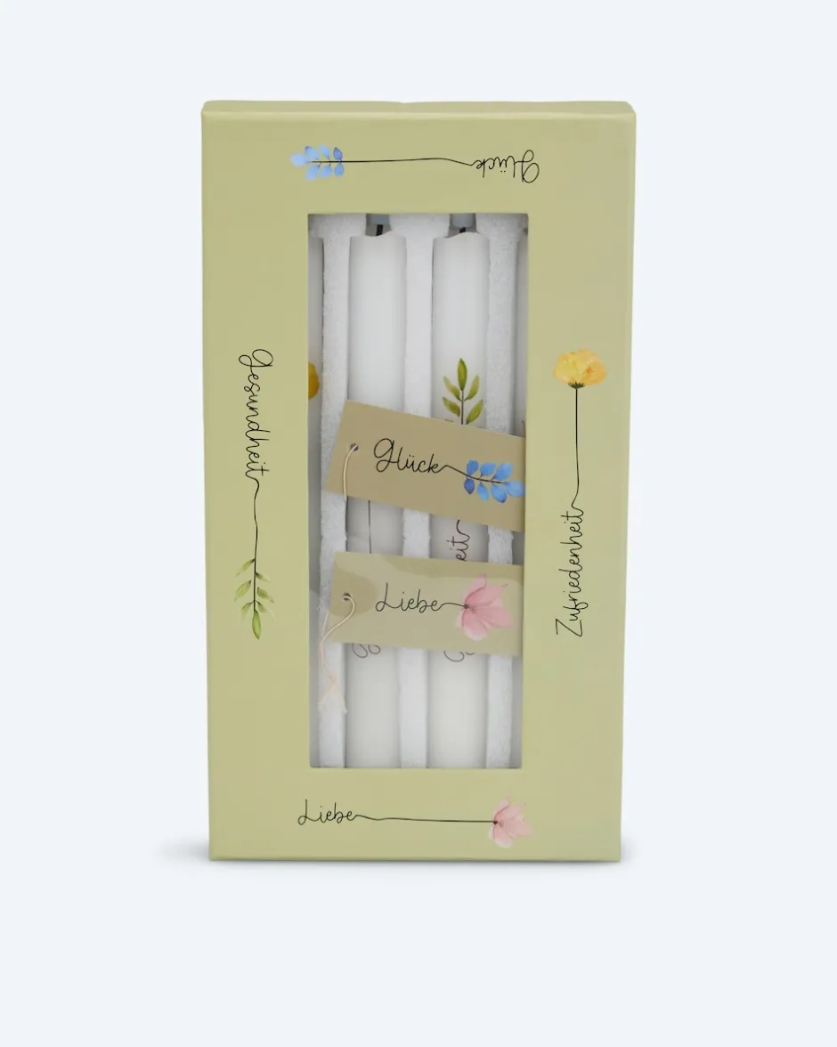 Hot 4 LED-Stabkerzen mit Spruch in Geschenkbox Dekoration