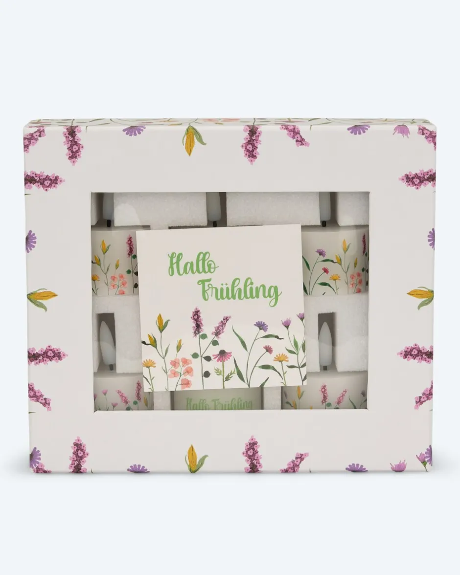 Discount 6 LED-Teelichter "Frühling" mit Geschenkbox Dekoration