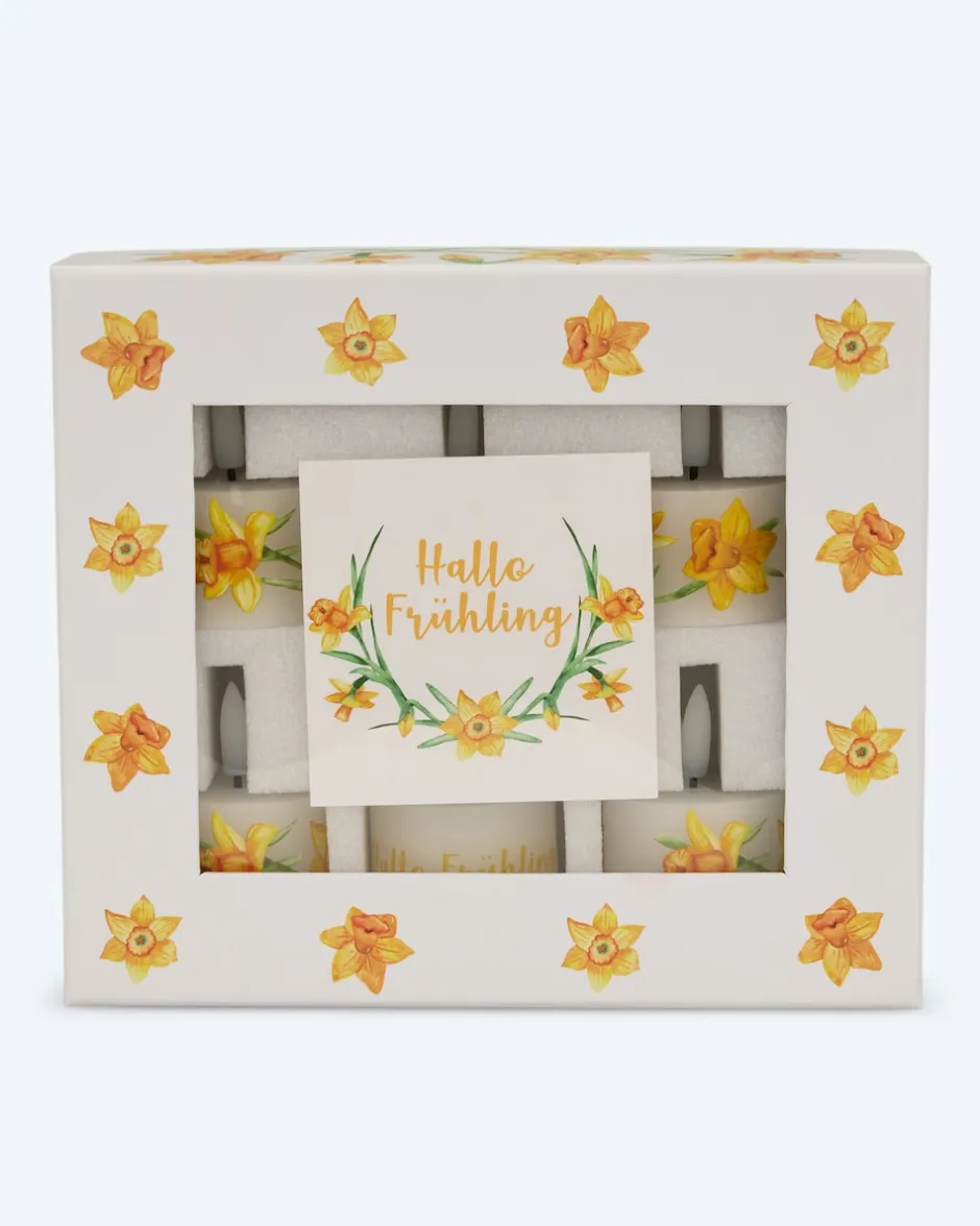 Discount 6 LED-Teelichter "Frühling" mit Geschenkbox Dekoration