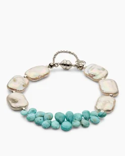 Online Armband mit Larimar, SWZ-Perle und Hämatit Armbänder