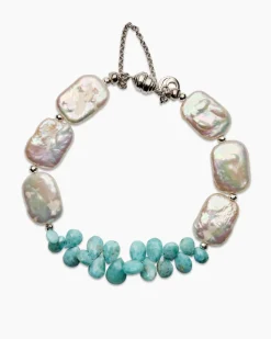 Online Armband mit Larimar, SWZ-Perle und Hämatit Armbänder