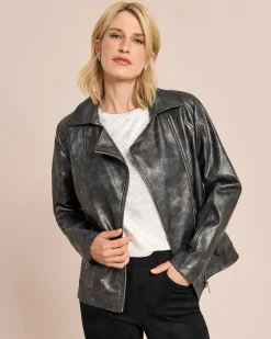 Outlet Bikerjacke Metallic-Look Jacken & Mäntel