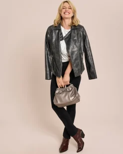 Outlet Bikerjacke Metallic-Look Jacken & Mäntel
