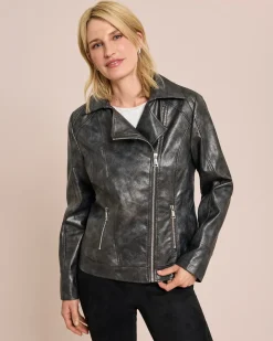 Outlet Bikerjacke Metallic-Look Jacken & Mäntel