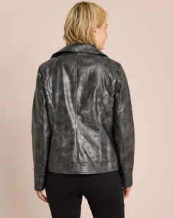 Outlet Bikerjacke Metallic-Look Jacken & Mäntel