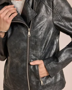 Outlet Bikerjacke Metallic-Look Jacken & Mäntel