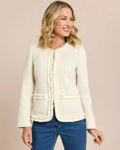 Hot Blazer Boucleoptik mit Fransen Jacken & Mäntel