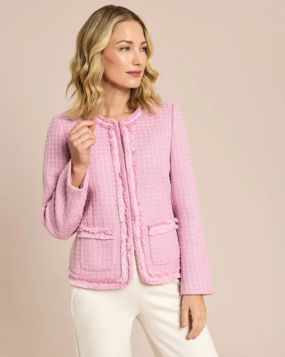 Hot Blazer Boucleoptik mit Fransen Jacken & Mäntel