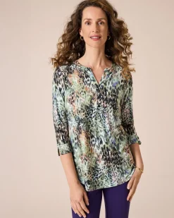 Hot Blusenshirt mit mehrfarbigem Leodruck Shirts & Tops