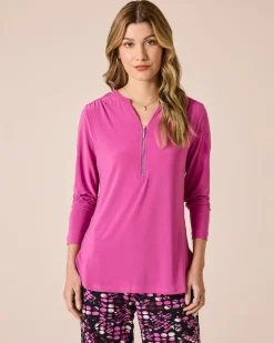 Clearance Blusenshirt uni mit Reißverschluss Shirts & Tops