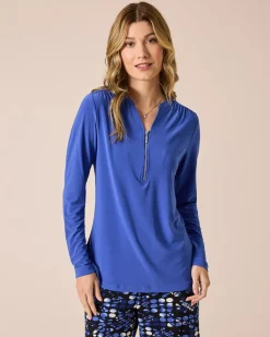 Clearance Blusenshirt uni mit Reißverschluss Shirts & Tops