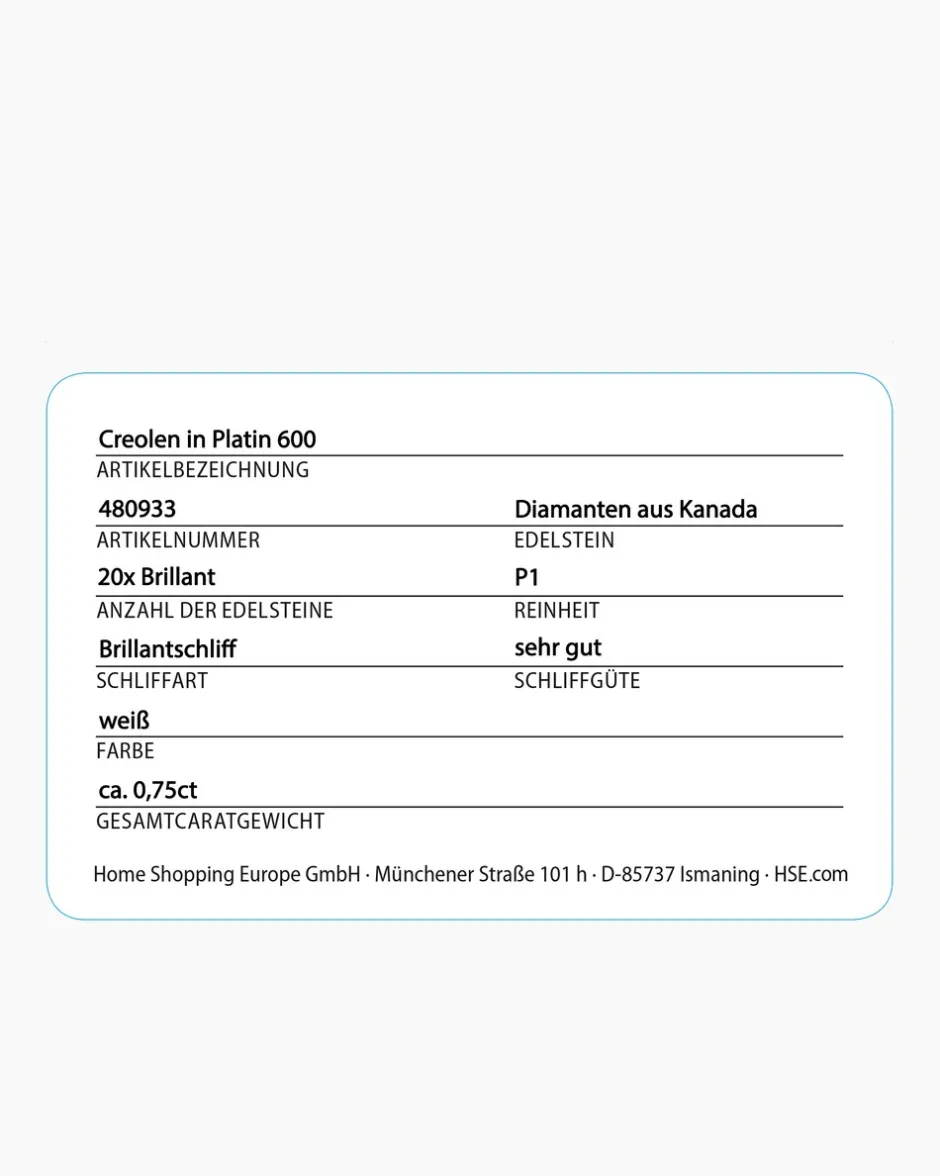 Online Brillant-Creolen 0,75 ct Ohrringe