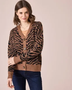 New Cardigan mit Animalprint Strickware