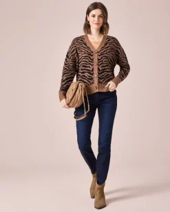 New Cardigan mit Animalprint Strickware