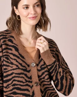 New Cardigan mit Animalprint Strickware