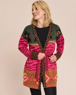 Online Cardigan mit buntem Mustermix Strickware