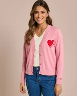 Outlet Cardigan mit Herz-Notiz Strickware