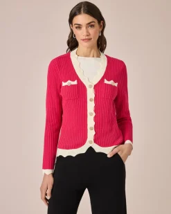 Hot Cardigan mit Wellenkanten Strickware