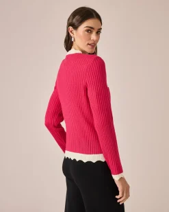 Hot Cardigan mit Wellenkanten Strickware