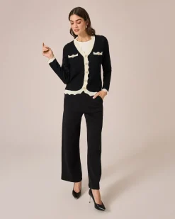 Hot Cardigan mit Wellenkanten Strickware