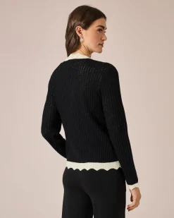 Hot Cardigan mit Wellenkanten Strickware