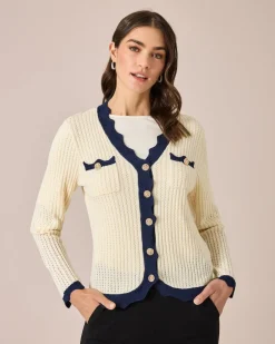 Hot Cardigan mit Wellenkanten Strickware
