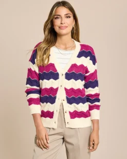 Hot Cardigan mit welligen Streifen Strickware