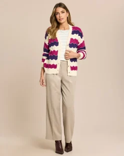 Hot Cardigan mit welligen Streifen Strickware