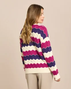 Hot Cardigan mit welligen Streifen Strickware