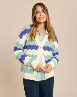 Hot Cardigan mit welligen Streifen Strickware