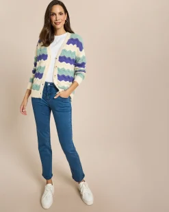 Hot Cardigan mit welligen Streifen Strickware