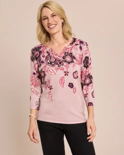 Hot Classic Pullover Paisley-Blüten-Optik Strickware