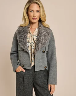 Clearance Doubleface Jacke Shearling Kragen Jacken & Mäntel