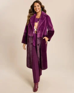 Clearance Fake Fur Mantel two-tone Jacken & Mäntel