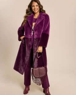 Clearance Fake Fur Mantel two-tone Jacken & Mäntel