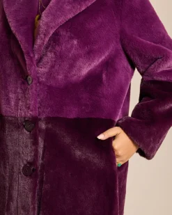 Clearance Fake Fur Mantel two-tone Jacken & Mäntel