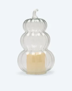 Sale Glaskürbisse mit LED-Kerze Dekoration