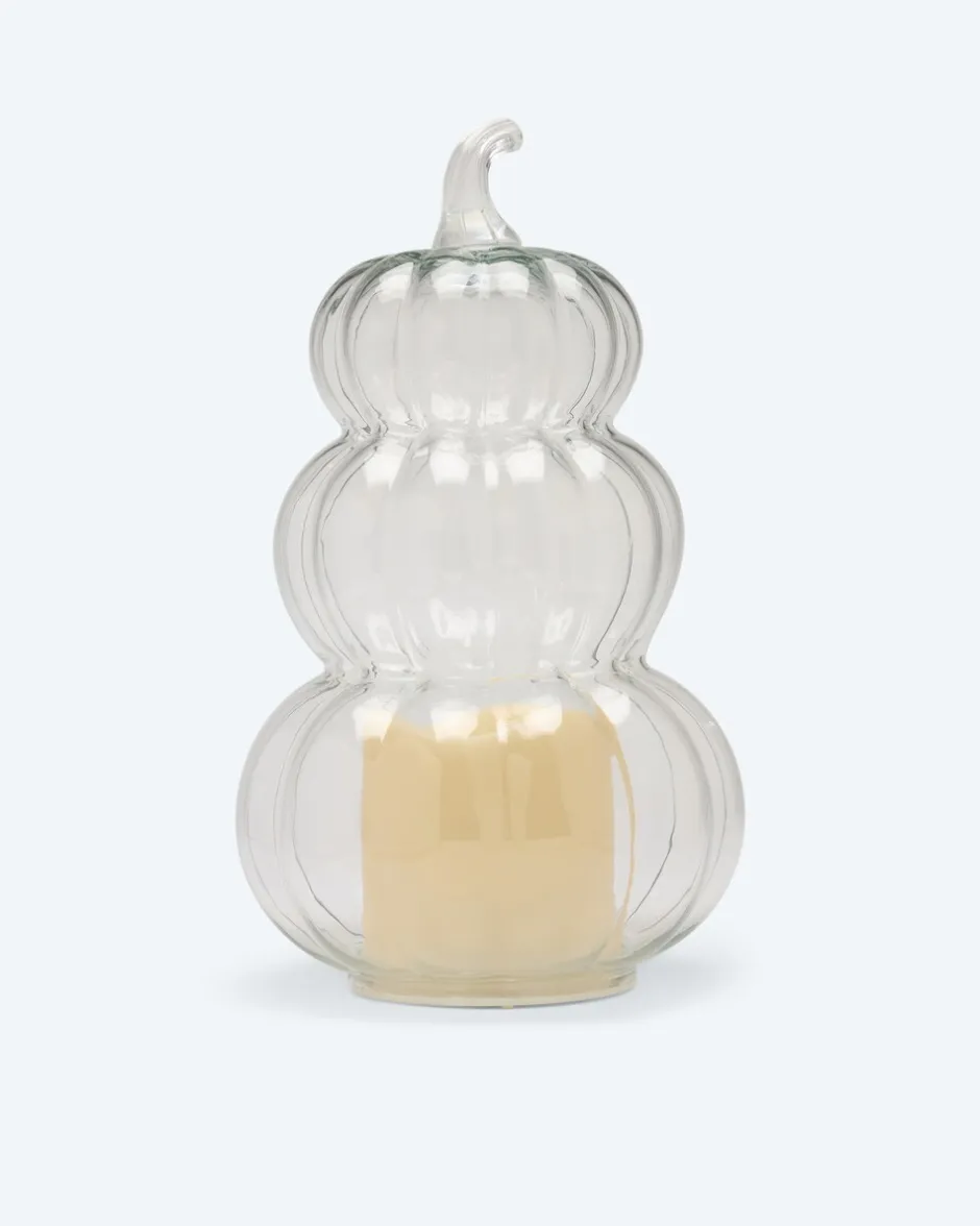 Sale Glaskürbisse mit LED-Kerze Dekoration