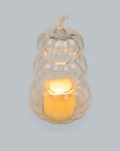 Sale Glaskürbisse mit LED-Kerze Dekoration