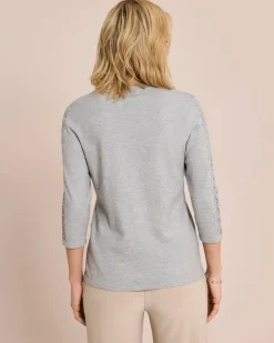 Discount Glow Pullover Florale Spitzenärmel Strickware