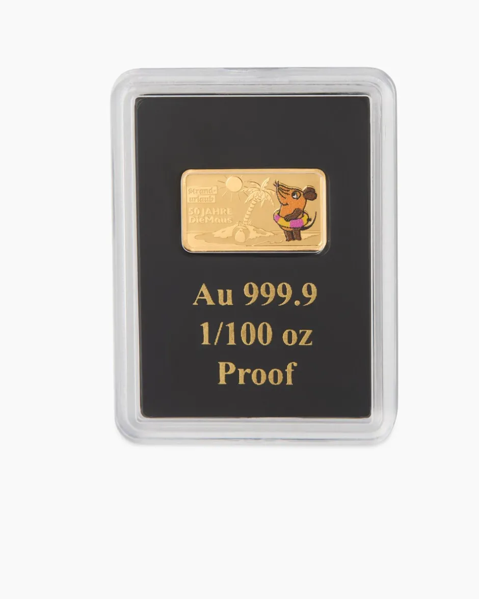 New Goldmünzbarren 50 Jahre Die Maus: Strandurlaub Münzen