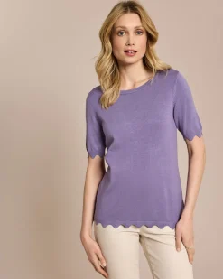 Hot Halbarm-Pullover mit Wellen-Saum Strickware