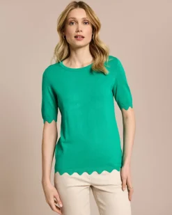 Hot Halbarm-Pullover mit Wellen-Saum Strickware