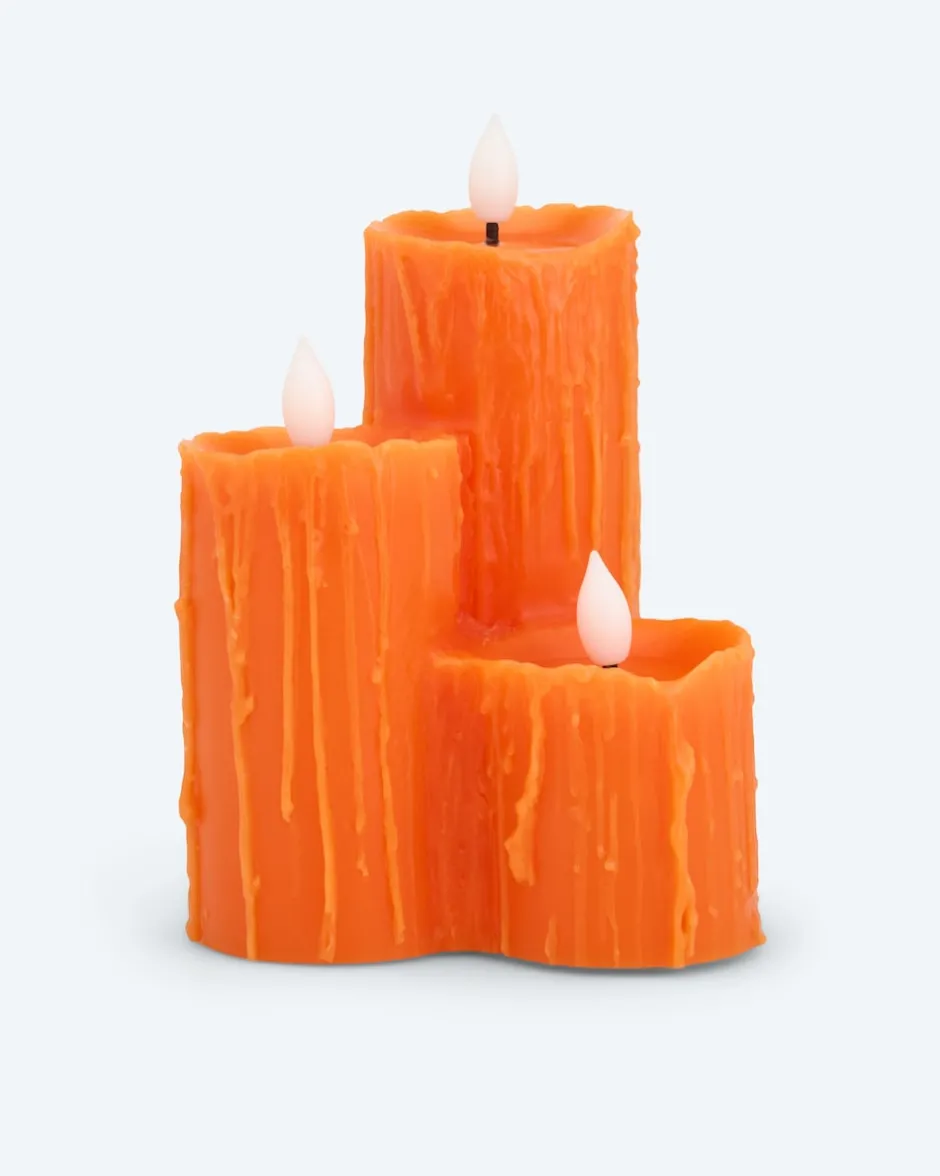 Hot Halloween LED-Kaminkerze mit 3 Flammen Dekoration