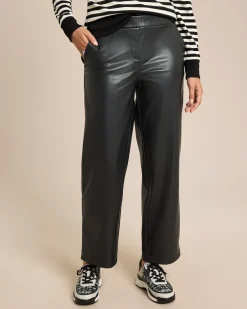 Sale Hose aus Lederimitat mit weitem Bein Hosen