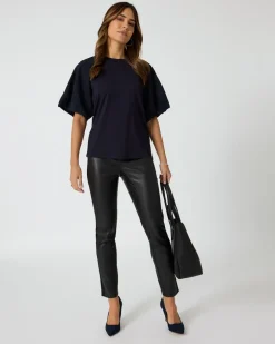 Clearance Hose in Leder-Optik mit Stretch-Einsatz Hosen